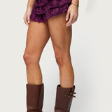 Keyla Ruffled Textured Micro Skort