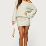 Off Shoulder Sequin Knit Mini Dress