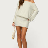 Off Shoulder Sequin Knit Mini Dress