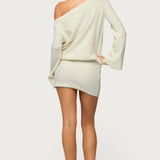 Off Shoulder Sequin Knit Mini Dress
