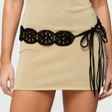 Studded Faux Suede Tie Belt