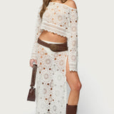 Milana Slit Sheer Lace Maxi Skirt