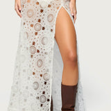 Milana Slit Sheer Lace Maxi Skirt