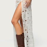 Milana Slit Sheer Lace Maxi Skirt