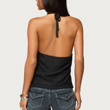 Stasia Sparkly Knit Split Front Top
