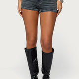 Whitlie Contrast Stitch Denim Micro Shorts