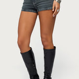 Whitlie Contrast Stitch Denim Micro Shorts