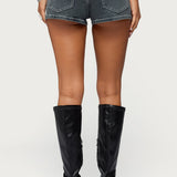 Whitlie Contrast Stitch Denim Micro Shorts