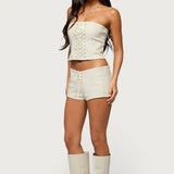 Wilde Lace Up Faux Leather Corset