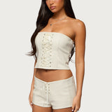 Wilde Lace Up Faux Leather Corset