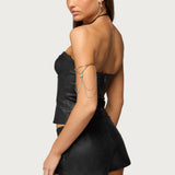 Jessica Cupped Faux Leather Strapless Top