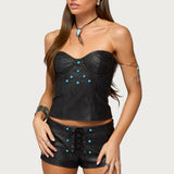 Jessica Cupped Faux Leather Strapless Top