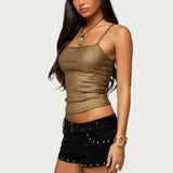 Anaia Metallic Ribbed Tank Top