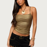 Anaia Metallic Ribbed Tank Top