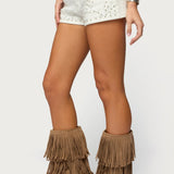 Studded Patchwork Low Rise Denim Shorts