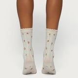 Embroidered Rose Socks