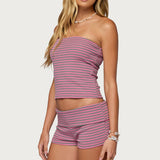 Monikah Striped Built In Bra Tube Top