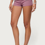 Monikah Striped Foldover Micro Shorts
