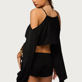 Ivanna Cutout Cape Cropped Top