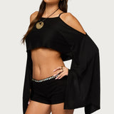 Ivanna Cutout Cape Cropped Top