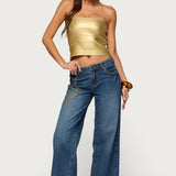 Cecilea Metallic Knit Bandage Tube Top