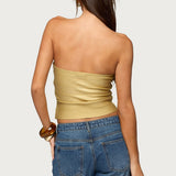 Cecilea Metallic Knit Bandage Tube Top