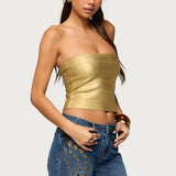 Cecilea Metallic Knit Bandage Tube Top