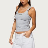 Studded Built In Bra Tank Top