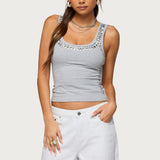 Studded Built In Bra Tank Top