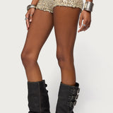 Annael Sequin Knit Micro Shorts
