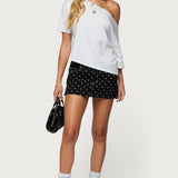 Freada Polka Dot Denim Mini Skort