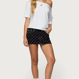 Freada Polka Dot Denim Mini Skort