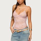 Nolyn Sheer Lace V Neck Bodysuit