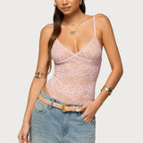 Nolyn Sheer Lace V Neck Bodysuit