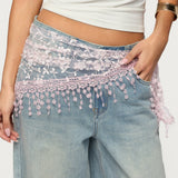 Sparkle Floral Sheer Lace Waist Scarf