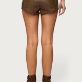 Mid Rise Faux Leather Micro Shorts