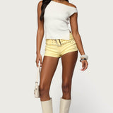 Studded Belt Denim Micro Shorts