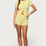 Rosie Scalloped Knit Button Up Top