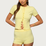 Rosie Scalloped Knit Button Up Top