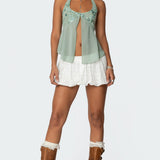 Sequin Chiffon Split Front Top