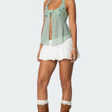 Sequin Chiffon Split Front Top