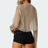 Aviva Cropped Metallic Knit Top