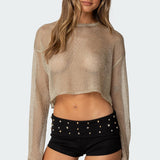 Aviva Cropped Metallic Knit Top