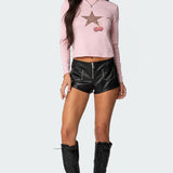 Studded Faux Leather Micro Shorts