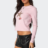 Cherry Leopard Star Long Sleeve T Shirt