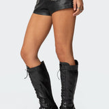 Studded Faux Leather Micro Shorts
