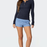 Helaine Waffle Henley T Shirt