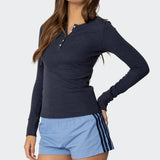 Helaine Waffle Henley T Shirt