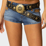 Scalloped Circle Faux Leather Belt