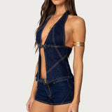 Ciel Split Front Denim Halter Top